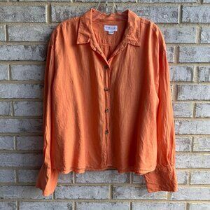 Velvet by Graham & Spencer Long Sleeve Button Up 100% Linen Shirt Women's Size L